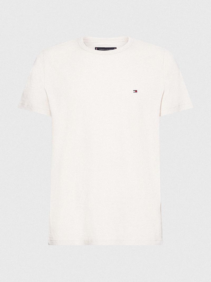 Férfi Tommy Hilfiger Organic cotton and linen Póló Fehér | HU 841RVD